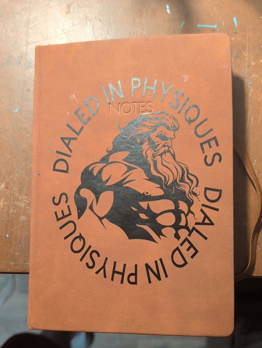 Leather-Look Brown Men's Notebook Cover with Graphic